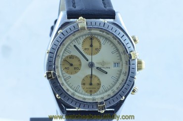 BREITLING CHRONOMAT MEN'S WATCH STEEL/GOLD 39MM CHRONOGRAPH CREAM