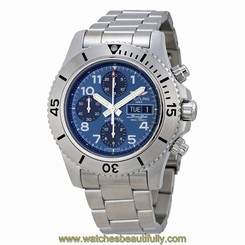 Breitling Superocean Chronograph Blue Dial Stainless Steel Mens Watch