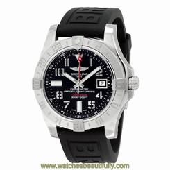Breitling Avenger II GMT Black Dial Black Rubber Mens Watch A3239011-BC34BKPT3