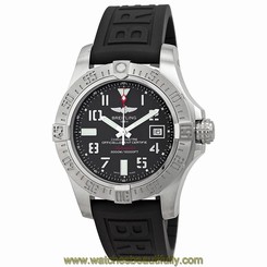 Breitling Avenger II Seawolf Black Dial Black Rubber Automatic Mens Watch