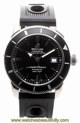 BREITLING SUPEROCEAN A17321 MENS WATCH HERITAGE BLACK DIAL AUTOMATIC RUBBERSTRAP