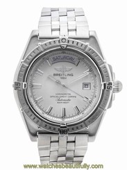 BREITLING WINDRIDER HEADWIND A45355 MENS WATCH AUTOMATIC DAY DATE WHITE DIAL SS