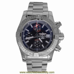 Breitling Aeromarine Super Avenger A13381 S/S Black Dial Automatic Men's Watch