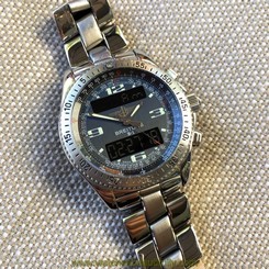 Breitling B-1 A68362 Stainless Steel Digital Analog Chronograph Wristwatch