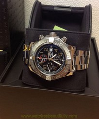 Breitling Super Avenger II A13371 - Black Arabic Numeral Dial B&P - 2016 -
