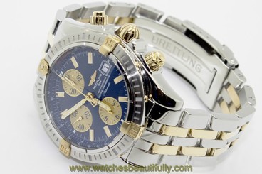 Breitling Chronomat Evolution B13356 Automatic Chronograph 18k Gold & Stainless