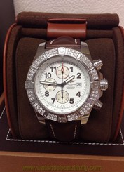 Breitling Super Avenger A13370 Diamond Bezel - Box & Service Paperwork