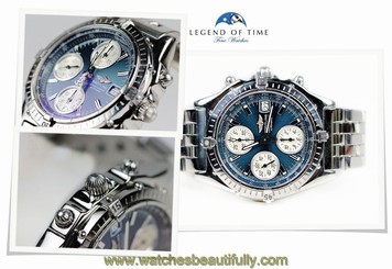 Breitlling Chronomat Automatic Steel Bracelet Blue Dial A130501 Chronograph Date