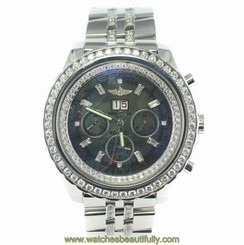 Breitling Bentley 6.75 10.00Ct Diamonds Green Pearl Mens Watch 676-A4436212/G5