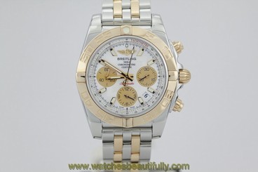 Breitling Chronomat Two Tone Rose Gold Mother Pearl Dial CB0140 on Bracelet