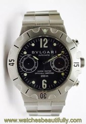 Bvlgari Diagono Unisex Scuba Chronograph 38mm Automatic Watch In Stainless Steel
