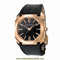 NEW BULGARI OCTO Mens 18K Pink Gold Automatic Black Dial Watch Ref. BGOP41BGLD