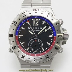 Pre-owned Bulgari GMT40S Diagono Professional GMT BVLGARI SS Automatic Watch,AS