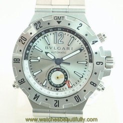 Pre-Owned BVLGARI Diagono Professional GMT40S Men's SS Silver Automatic Watch,MD