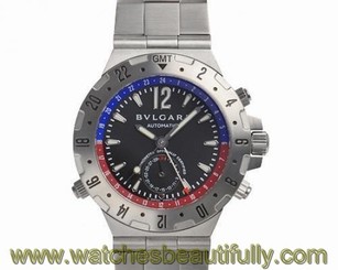 Pre-Owned BVLGARI DiagonoProfessional GMT40SSD Men's SS Black Automatic Watch,MD