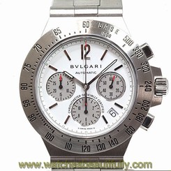 Pre-Owned BVLGARI Diagono Professional CH40STA Men's SS White Automatic Watch,MD