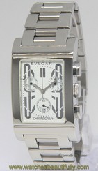 Bvlgari Rettangolo Chronograph Stainless Steel Quartz Mens Watch RTC49S Bulgari