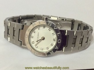BVLGARI "BVLGARI BVLGARI" BB33SS 12P Diamonds SS Quartz Women's Watch Date Round