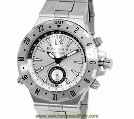 Pre-Owned BVLGARI Diagono Professional GMT40S Men's SS Automatic Silver Watch,MD