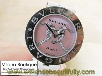 Authentic BVLGARI B-Zero 1 Heart diamond BZ30S SS Lady's Quartz Watch