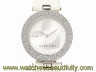 Pre-Owned BVLGARI B.zero1 BZ35S Ladies SS/Leather White Dial Quartz Watch, MD