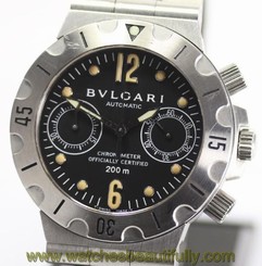 Pre-Owned BVLGARI Diagono Chronograph SCB38S Men's SS Black Dial Automatic, MD