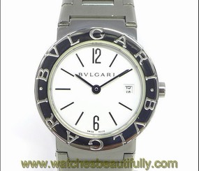 Pre-owned BVLGARI Bulgari BB26SS SS x Quartz Date White Dial Ladies Watch,AS