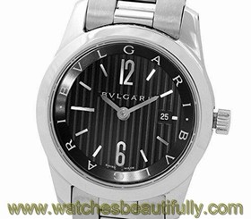 Authentic BVLGARI watch solo tempo Quartz ST30S ladies used Wristwatch black