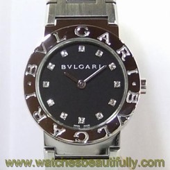 Pre-Owned BVLGARI Bvlgari Quartz SS 12P Diamond Black Women's Watch BB26SSD, ML