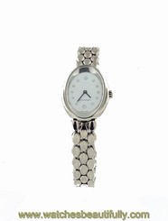 BVLGARI OVALE 18K WHITE GOLD WITH DIAMOND WHITE DIAL -OV W32G-USED STYLISH WATCH