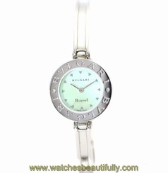 Pre-Owned BVLGARI B.zero1 BZ22S Ladies SS Green Shell Dial Quartz Watch, MD