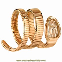 New Bulgari Serpenti 18K Pink Gold Quartz 35mm Pave Dial Watch SPP35D2GDG.2T