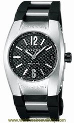 New BVLGARI Elgon Automatic SS/Rubber Carbon Black Dial Men's Watch EG35BSVD,MR