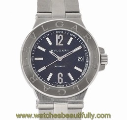 Pre-Owned BVLGARI Diagono DG40S Men's Stainless Steel Black Automatic Watch, MD