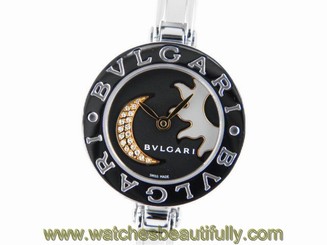 Pre-Owned BVLGARI B-Zero1 Sun & Moon BZ22BSMDSS Ladies Black Quartz Watch, MD