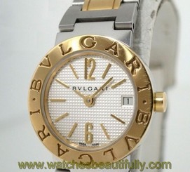Pre-Owned BVLGARI Bvlgari Bvlgari BB23SG Ladies SS/Gold White Quartz Watch, MD