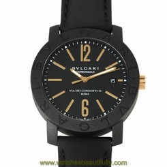 Pre-Owned Bulgari Carbon Gold SS/Leather Men's Automatic Wristwatch BB40CL, MR