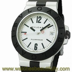 Pre-Owned BVLGARI Aluminum/Rubber Silver Dial Mens Automatic Wristwatch AL38A,MR