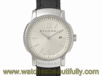 Pre-Owned Bulgari Sorotenpo SS/Leather Silver Dial Women's Wristwatch ST29S, MR