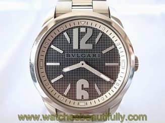 Pre-Owned Bulgari Sorotenpo SS Black Dial Men's Quartz Wristwatch ST37S, MR