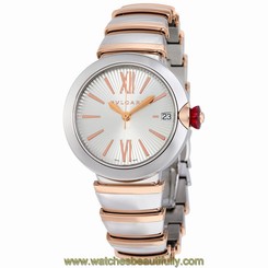 Bvlgari LVCEA Automatic Silver Opaline Dial 18kt Pink Gold and Steel Ladies