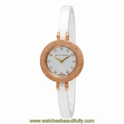 Bvlgari B.zero1 White Lacquered Dial White Ceramic Bangle Bracelet Ladies Watch
