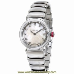 Bvlgari LVCEA White Mother of Pearl Diamond Dial Ladies Watch 102196