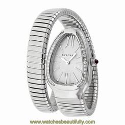 Bvlgari Serpenti Silver Dial Steel Bracelet Ladies Watch 101827