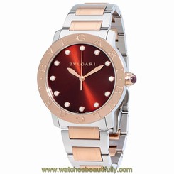 Bvlgari BVLGARI Brown Lacquered Diamond Dial Stainless Steel & 18k Pink Gold