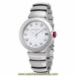 Bvlgari LVCEA Automatic White Mother of Pearl Diamond Dial Stainless Steel