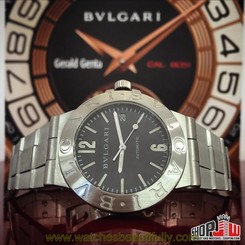 Bulgari Diagono LCV38S Mens Automatic Watch Stainless Steel Black Dial Date
