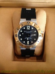 VERY RARE NEW NEVER USED BVLGARI DIAGONO ACQUA SD 38 18K GOLD AND S/S