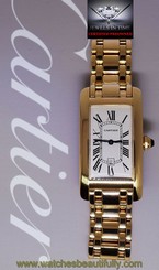 Cartier Tank Americaine 18k Yellow Gold Automatic Watch On Bracelet 1725