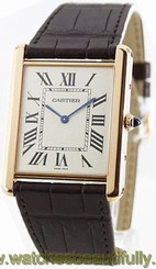 Cartier W1560017 Tank Louis Mechanical 18k PinkGold Men Leather Watch New In Box 7612456786679